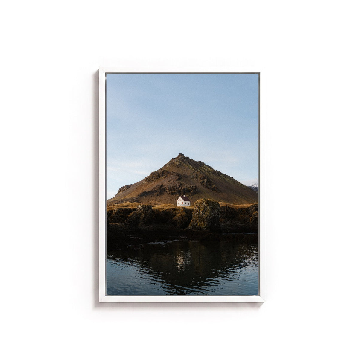 Arnarstapi I by Andy Kennedy, white frame, canvas