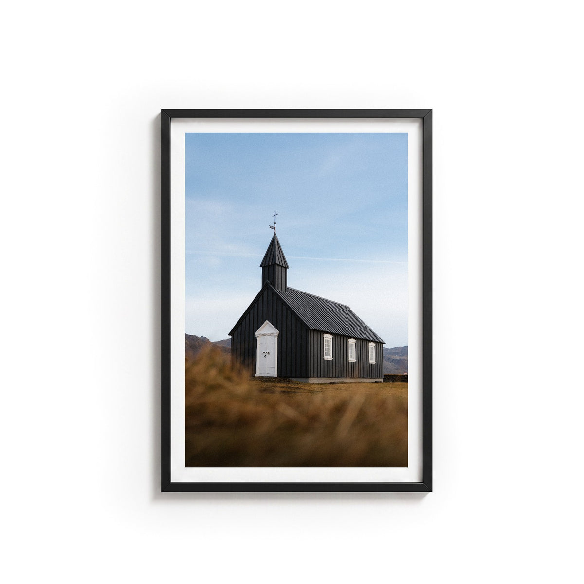 Búðakirkja by Andy Kennedy, black frame, archival matte paper
