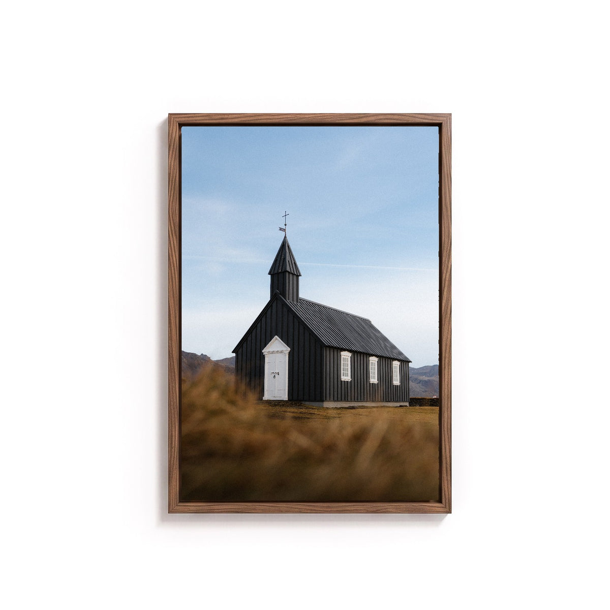 Búðakirkja by Andy Kennedy, tanned oak frame, canvas