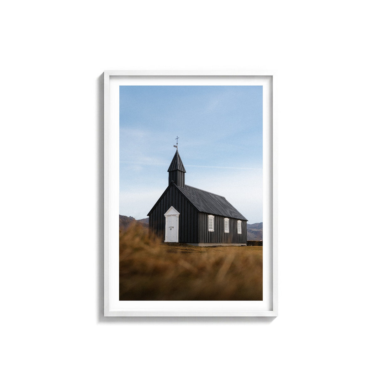 Búðakirkja by Andy Kennedy, white frame, archival matte paper