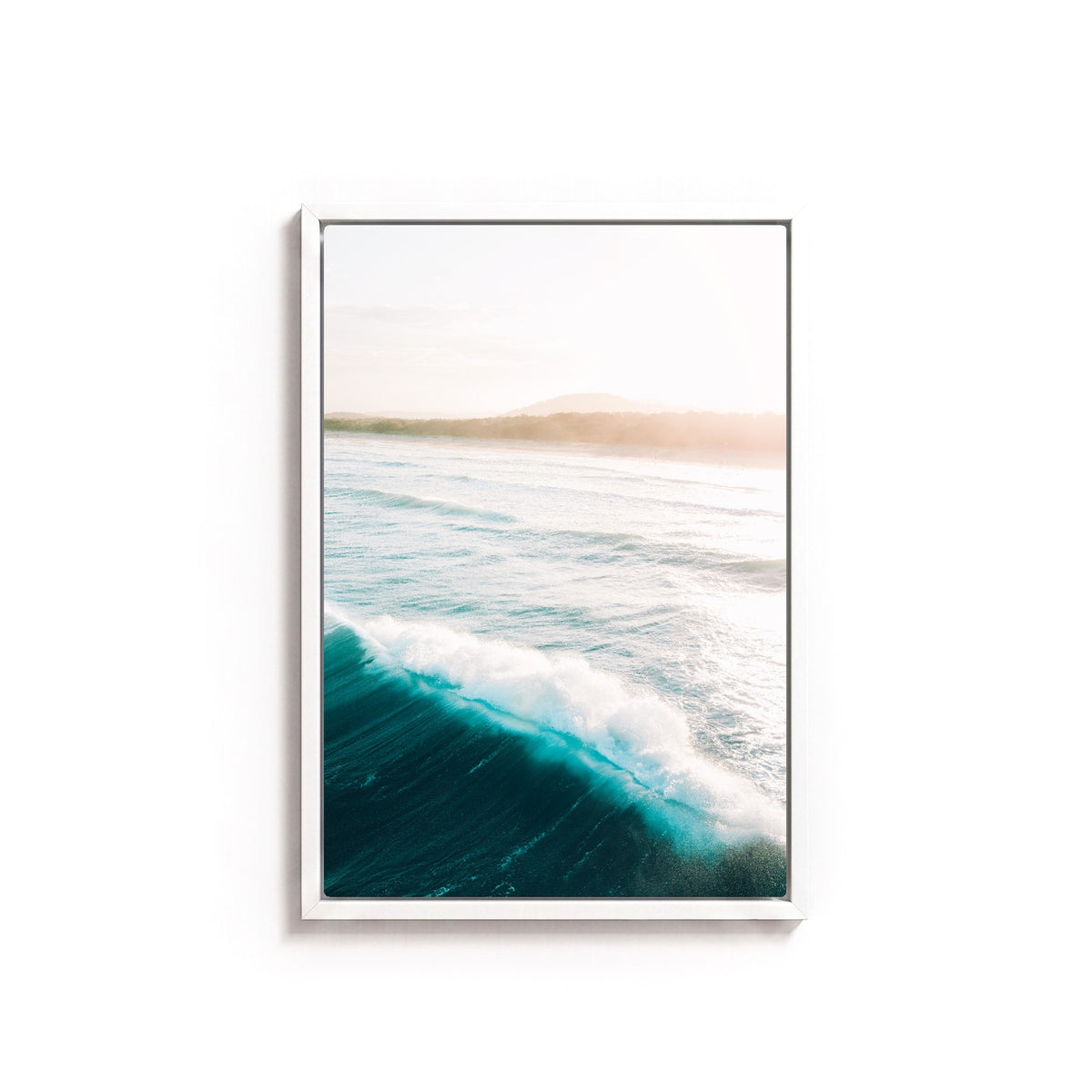 Cabarita by Andy Kennedy, white frame, canvas