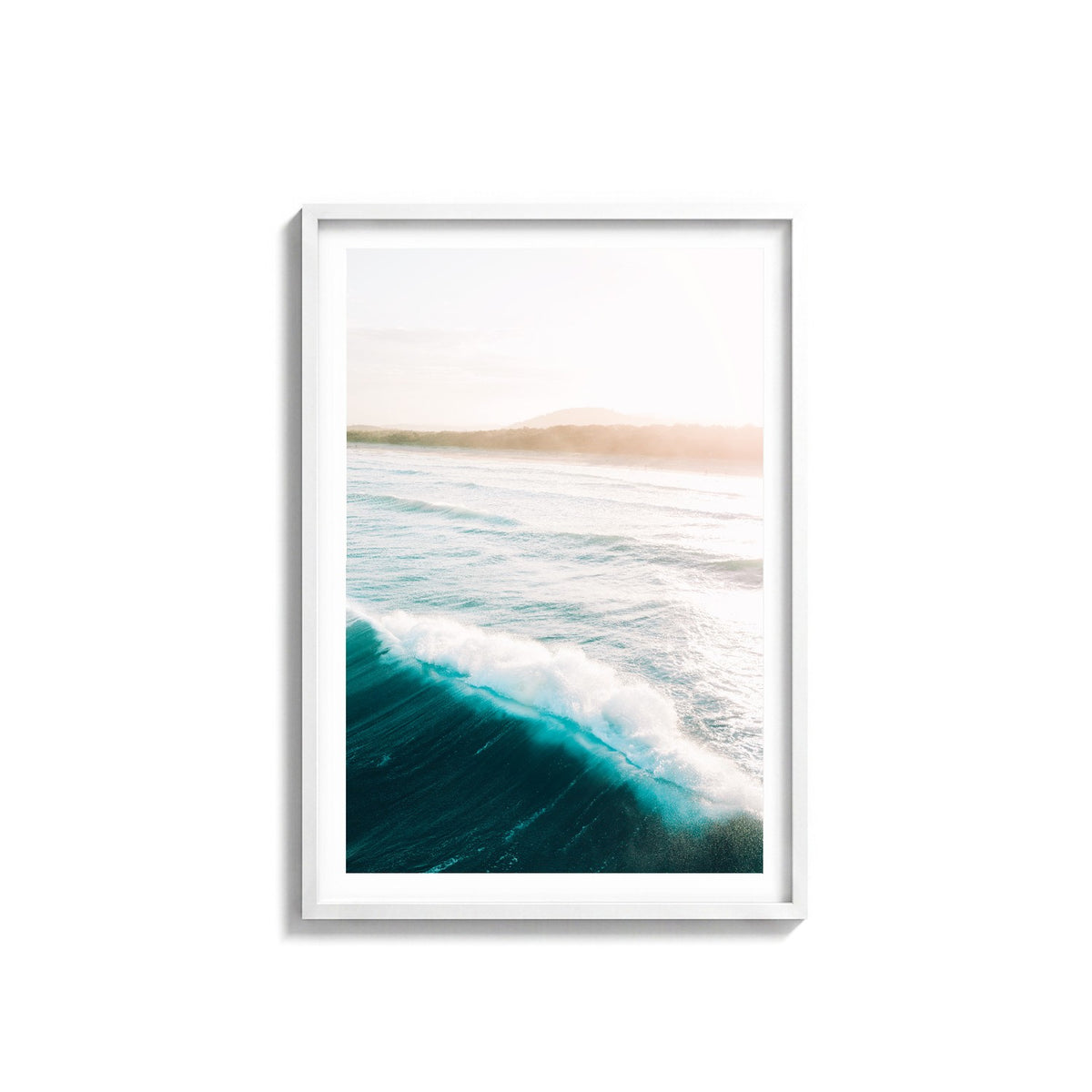 Cabarita by Andy Kennedy, white frame, archival matte paper