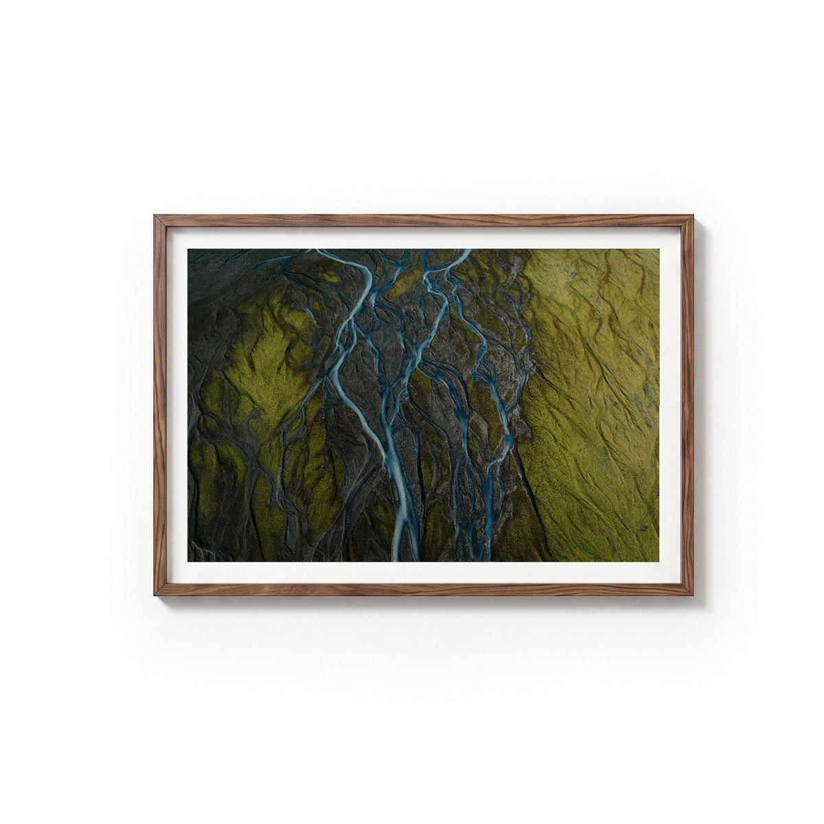 Glacier Rivers II by Andy Kennedy, tanned oak frame, archival matte paper