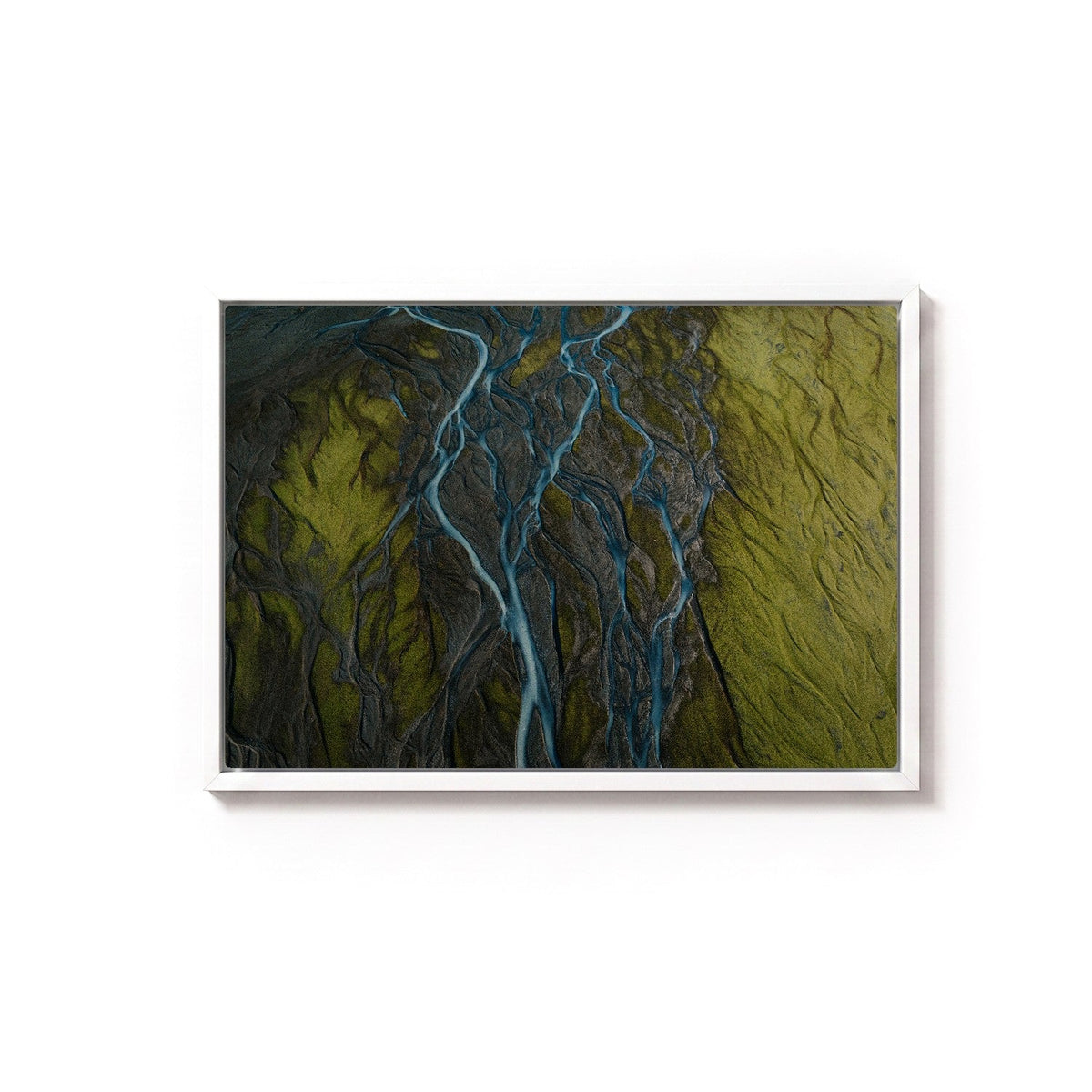 Glacier Rivers II by Andy Kennedy, white frame, canvas