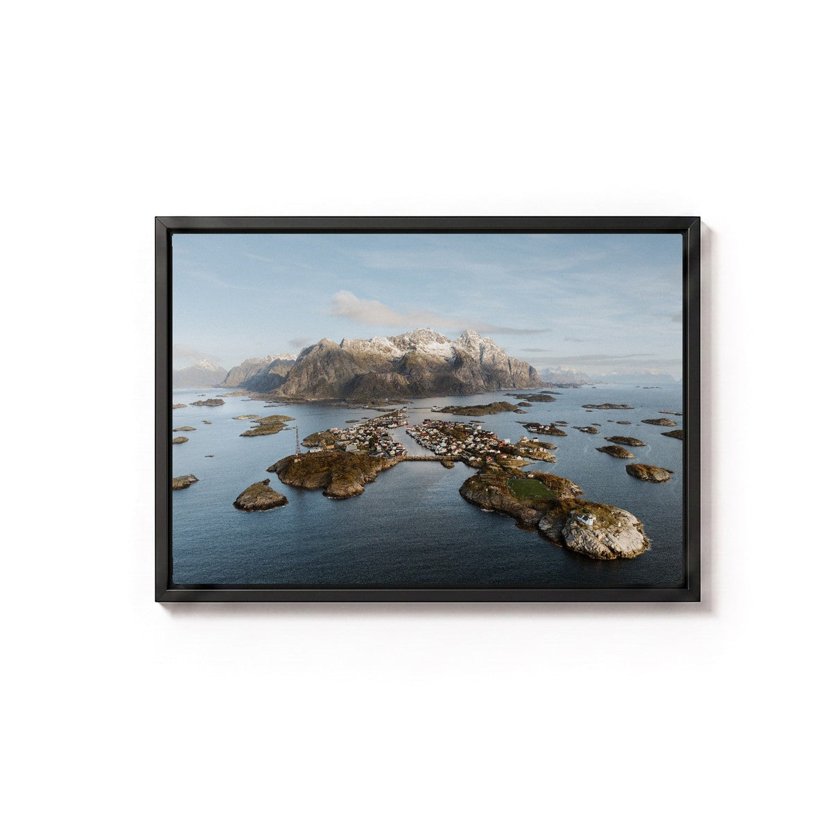 Henningsvær IV by Andy Kennedy, black frame, canvas