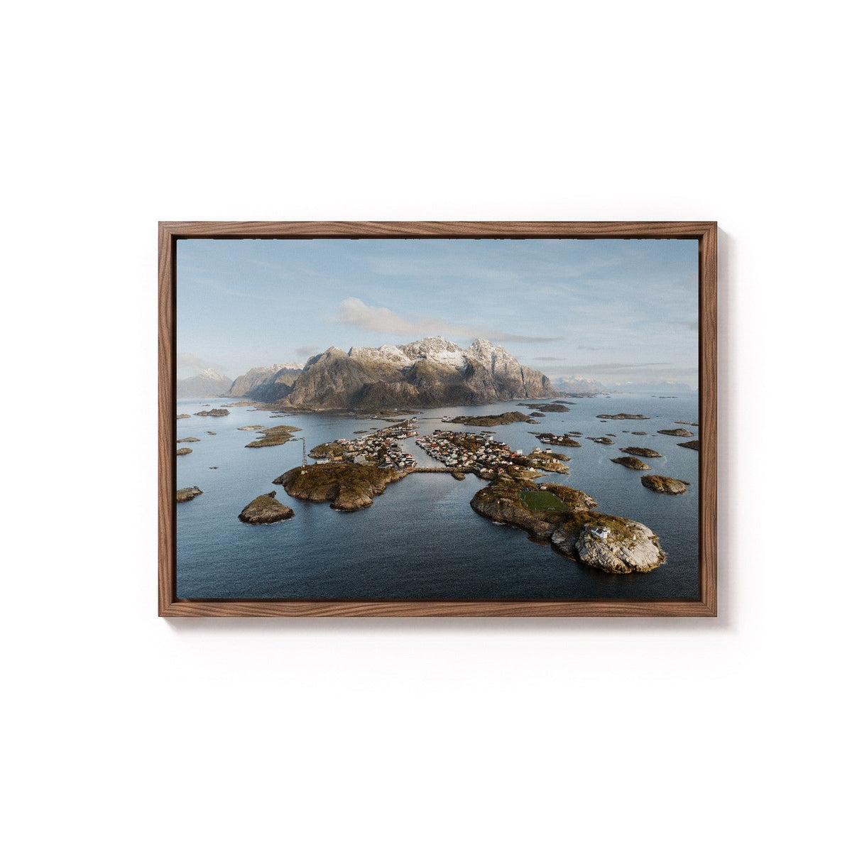 Henningsvær IV by Andy Kennedy, tanned oak frame, canvas