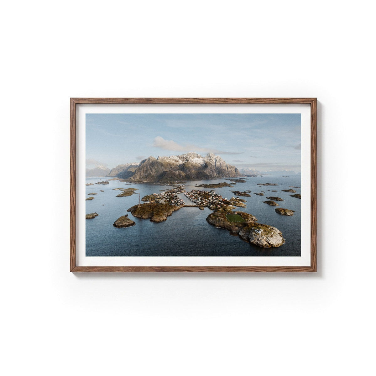 Henningsvær IV by Andy Kennedy, tanned oak frame, archival matte paper