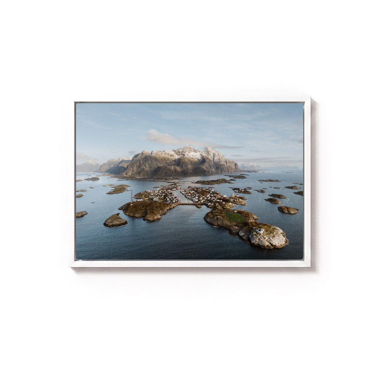 Henningsvær IV by Andy Kennedy, white frame, canvas