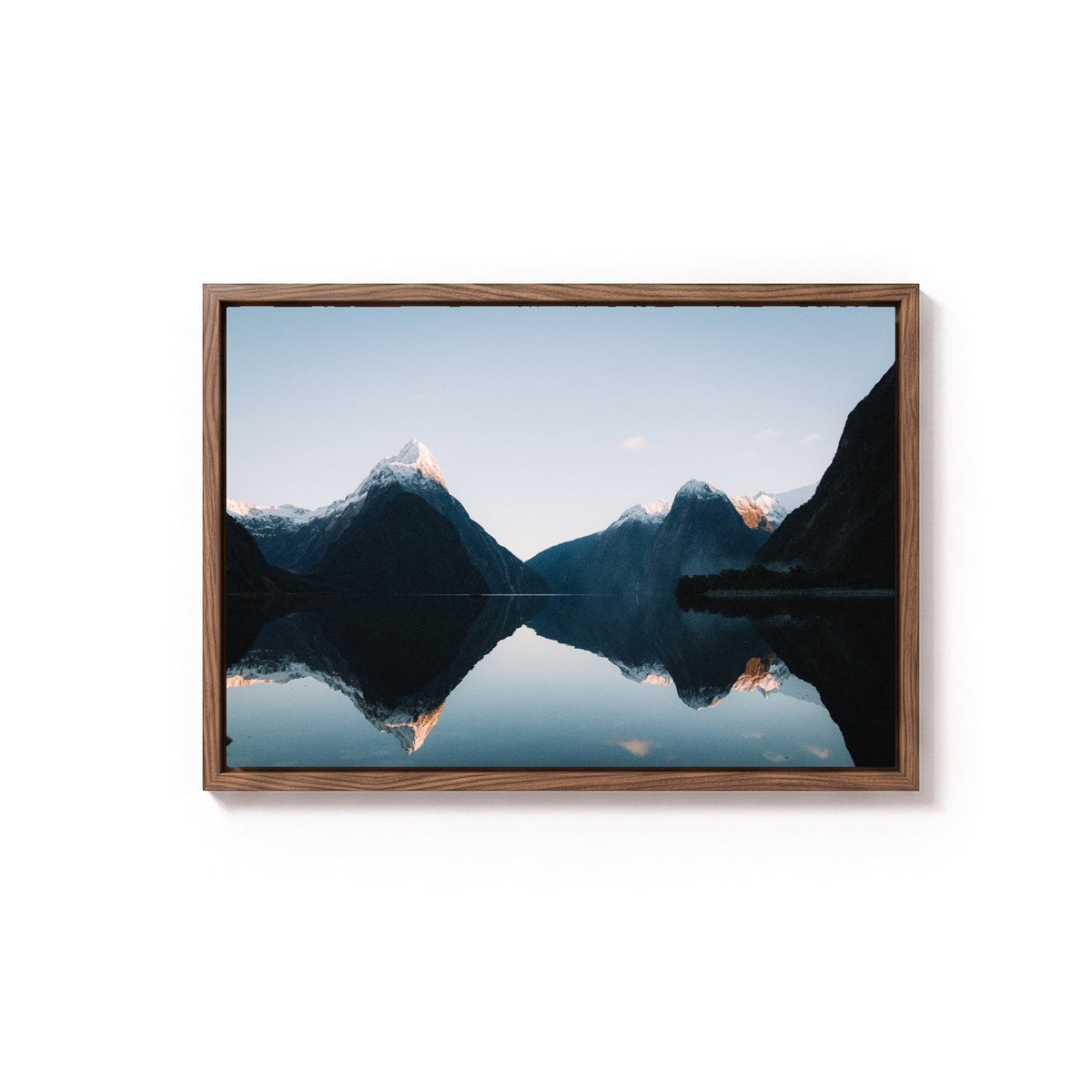 Milford Sound I by Andy Kennedy, tanned oak frame, canvas