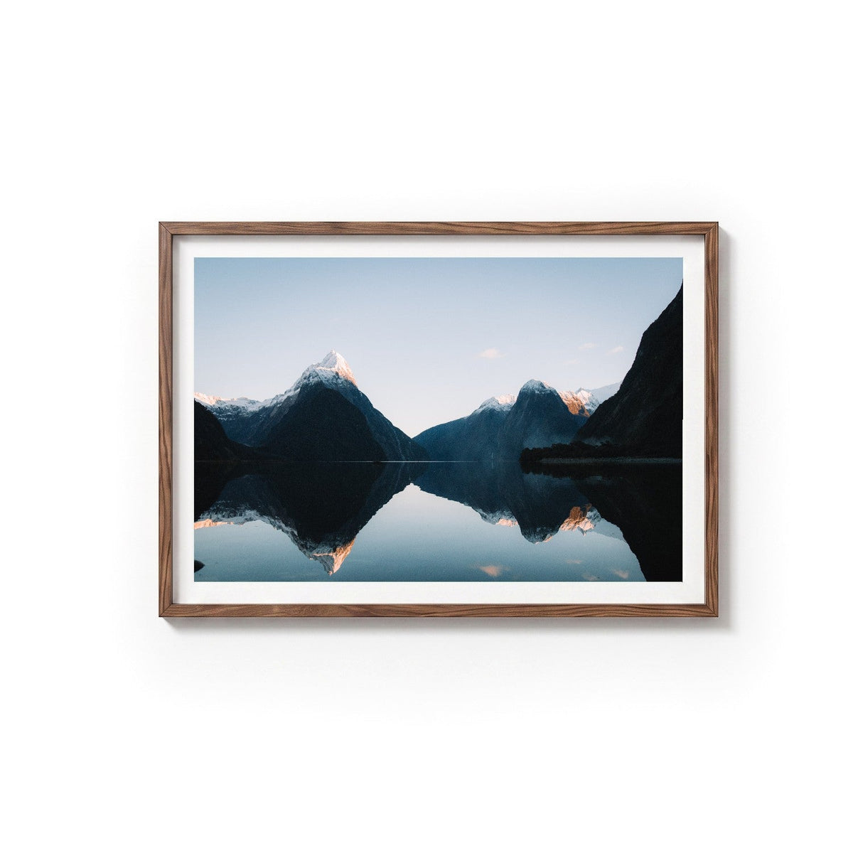 Milford Sound I by Andy Kennedy, tanned oak frame, archival matte paper