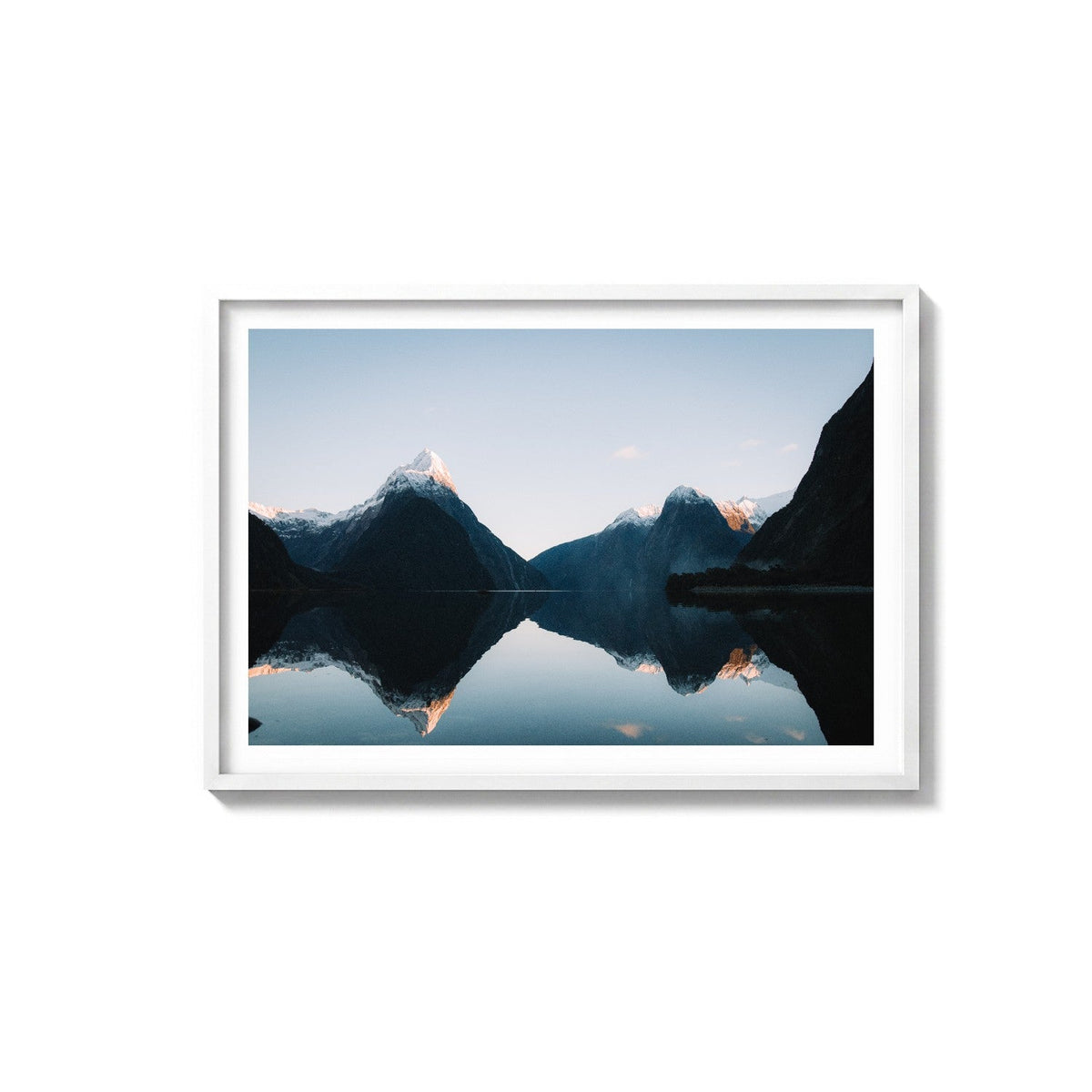 Milford Sound I by Andy Kennedy, white frame, archival matte paper