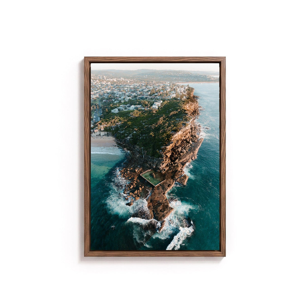 North Curl Curl I by Andy Kennedy, tanned oak frame, canvas