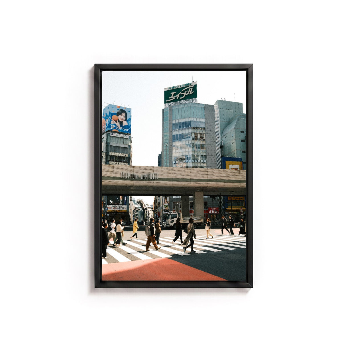 Roppongi Crossing by Daniel Aarons, black frame, canvas