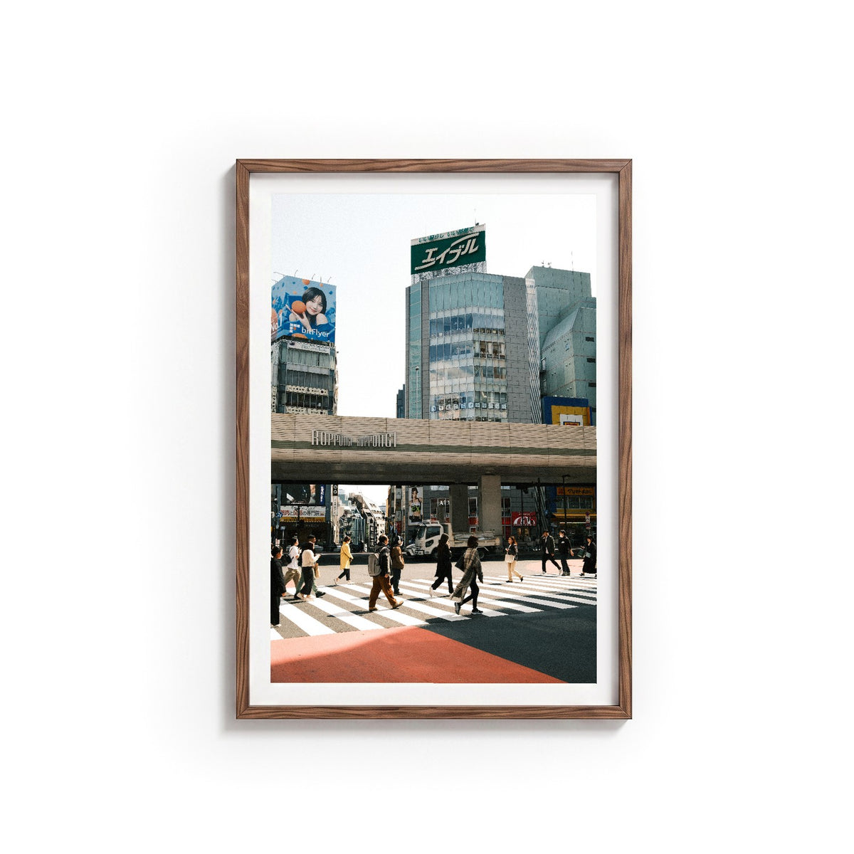 Roppongi Crossing by Daniel Aarons, tanned oak frame, archival matte paper