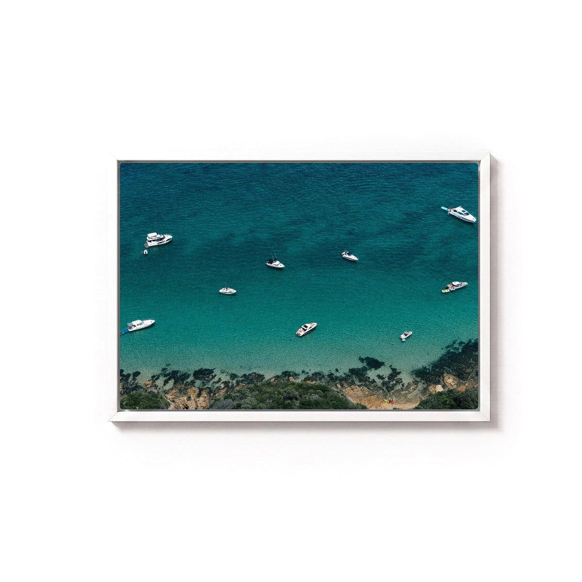 Safety Beach Parade I by Isaac Brooks, white frame, canvas