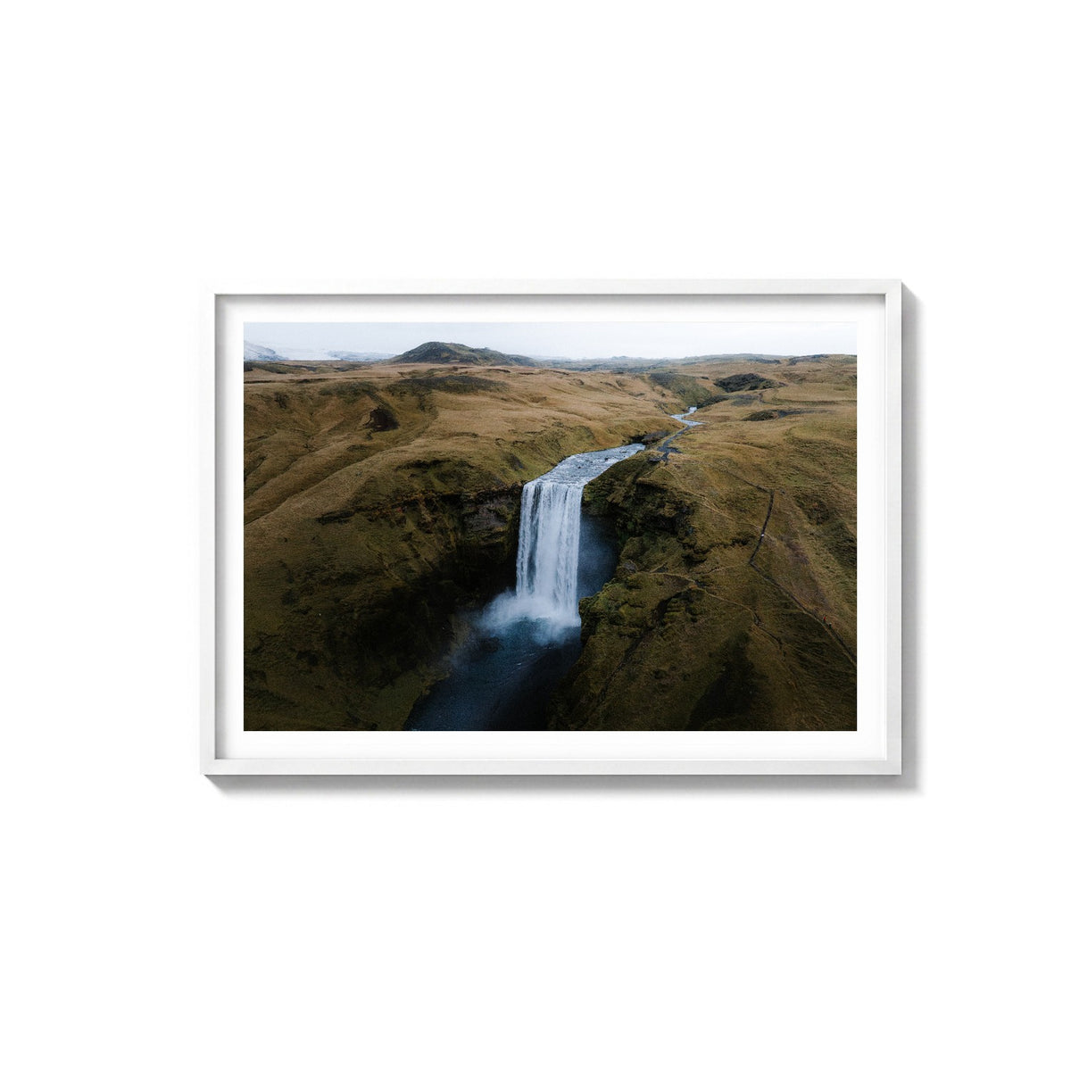 Skógafoss I by Andy Kennedy, white frame, archival matte paper
