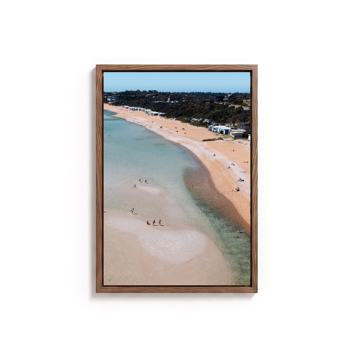South Beach Kids by Isaac Brooks, tanned oak frame, canvas