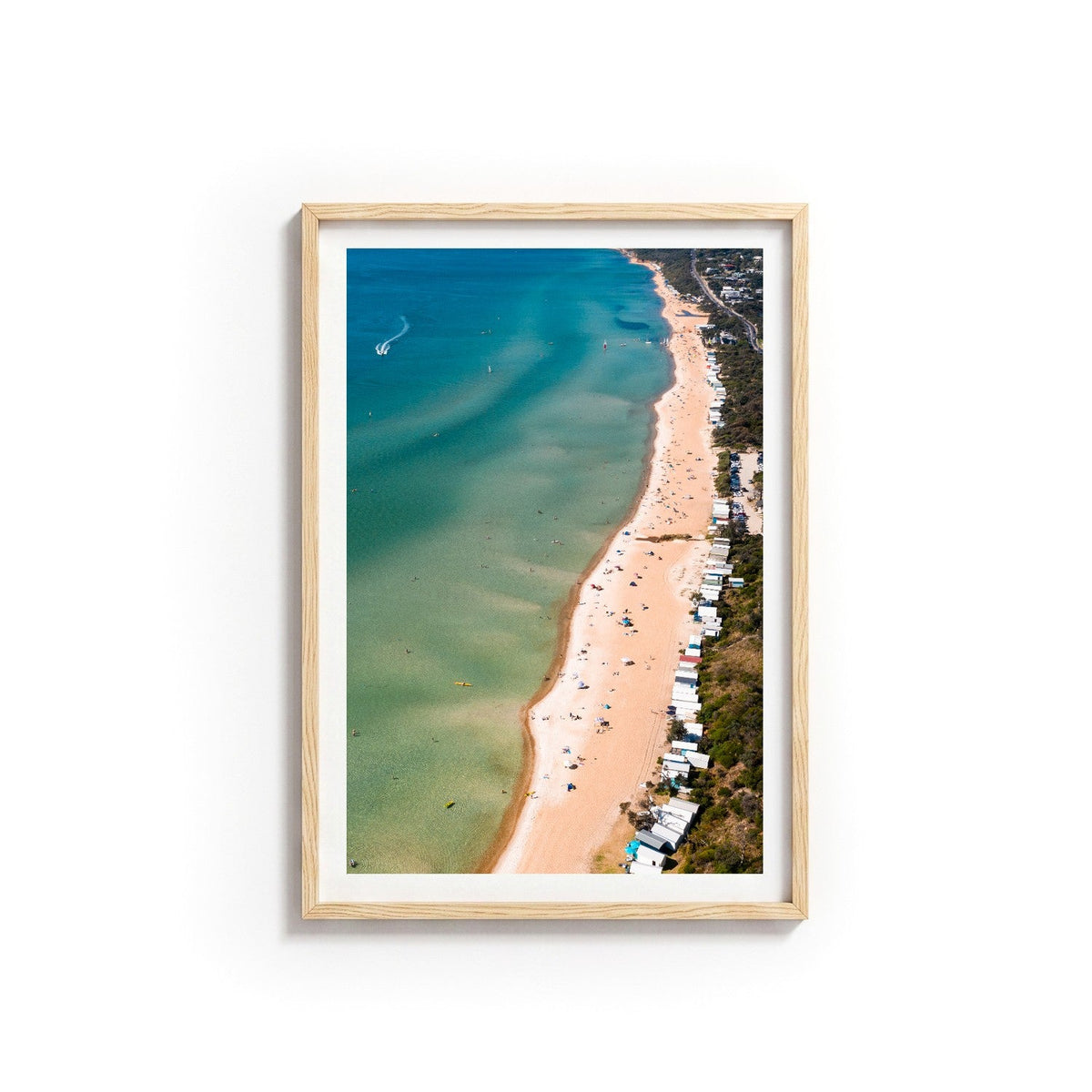 South Beach Swimmers by Isaac Brooks, Tasmanian oak frame, archival matte paper