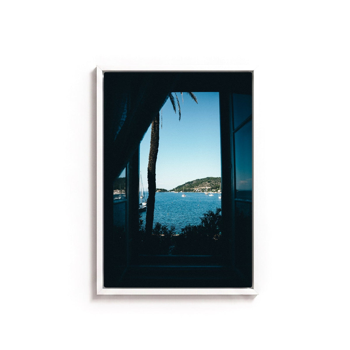 Window to Vis by Isaac Brooks, white frame, canvas